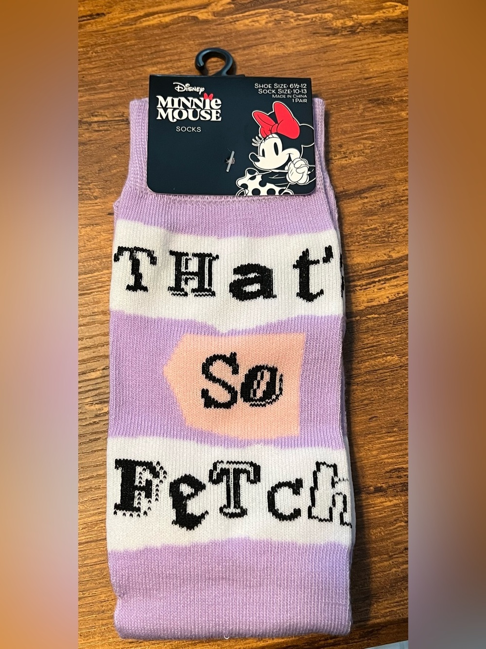 Disney Minnie Mouse Mean Girls 'That's So Fetch' Crew Socks NWT